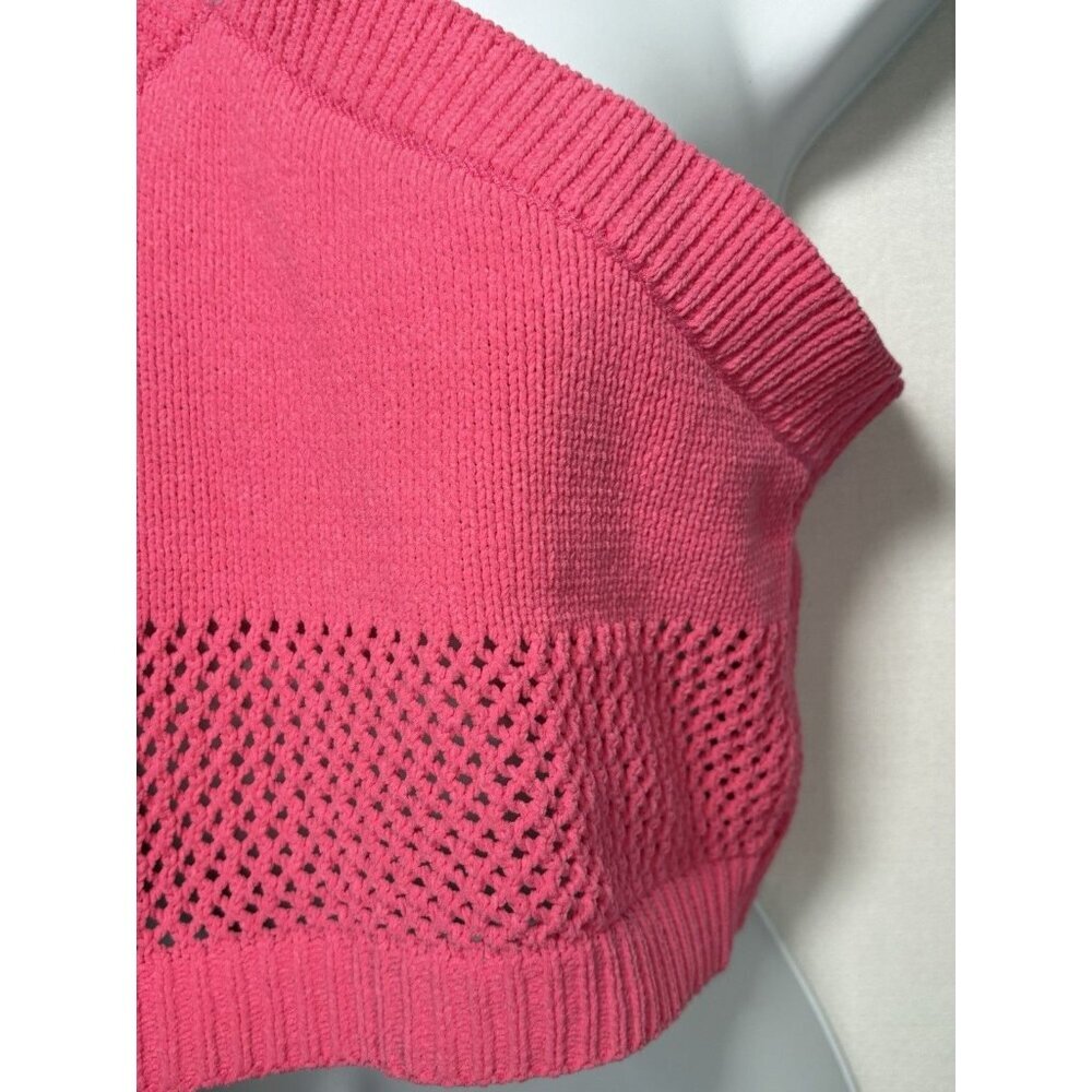ZARA Bandeau Crochet Halter Crop Top Boho Barbie Pink Festival‎ Summer Small - Picture 4 of 11